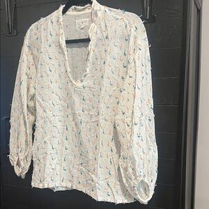 Lou & Grey White Blouse with Colorful Accents